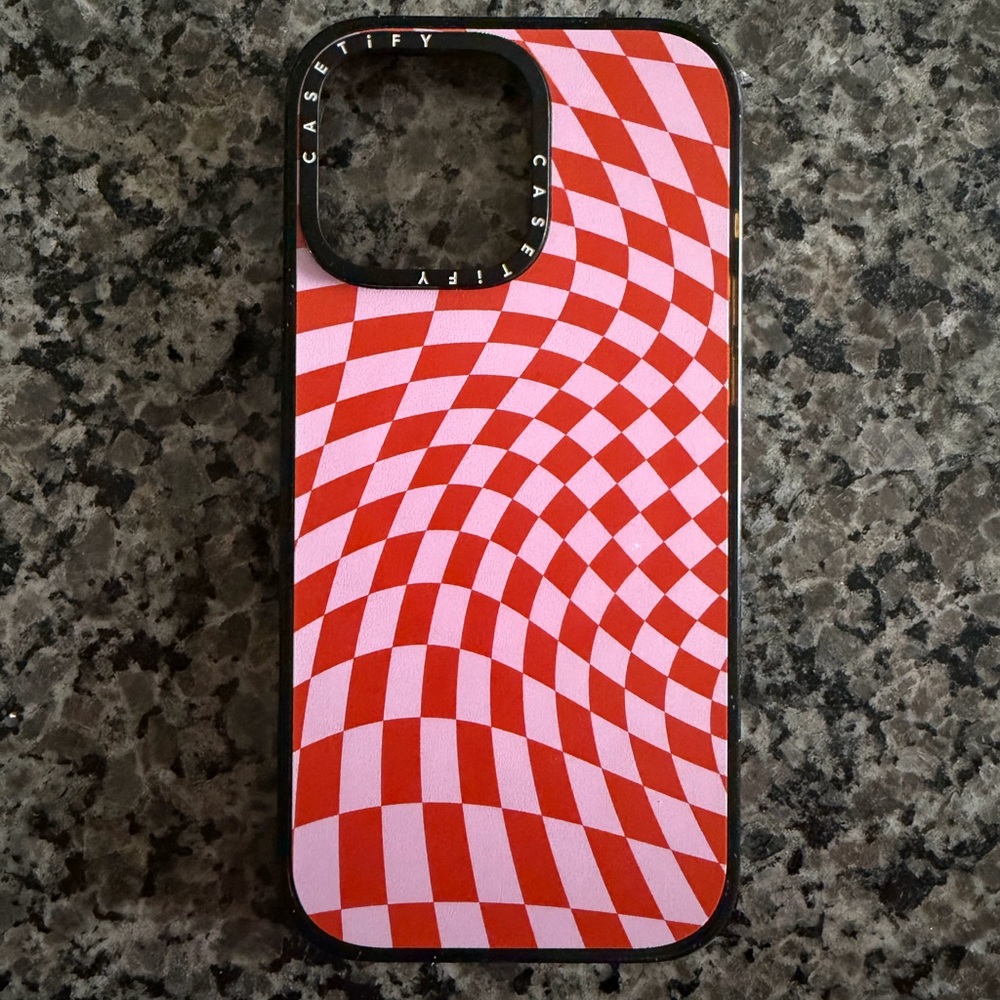 Casetify Red and White Optical Illusion iPhone 16 Pro Max Case